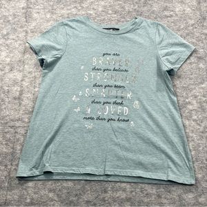 Kandy Kiss‎ Girls Sea Foam Green Short Sleeve Crew Neck Graphic T-Shirt Size M